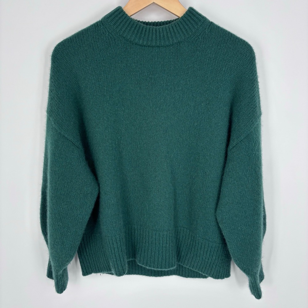 AQUA Cashmere 100% Cashmere Mock Neck Pullover Sweater Women M Bottle Green
